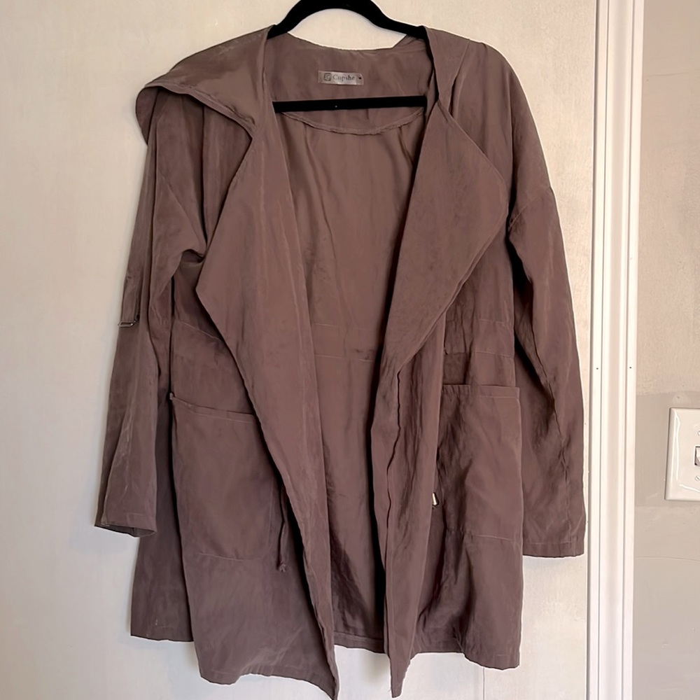 Brown cardigan/jacket with hood